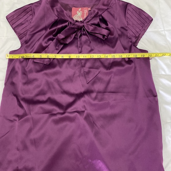 Couture by Twelve Shift Dress M/L Purple Satin Shine Fairy Coquette Retro FLAW - Picture 9 of 13